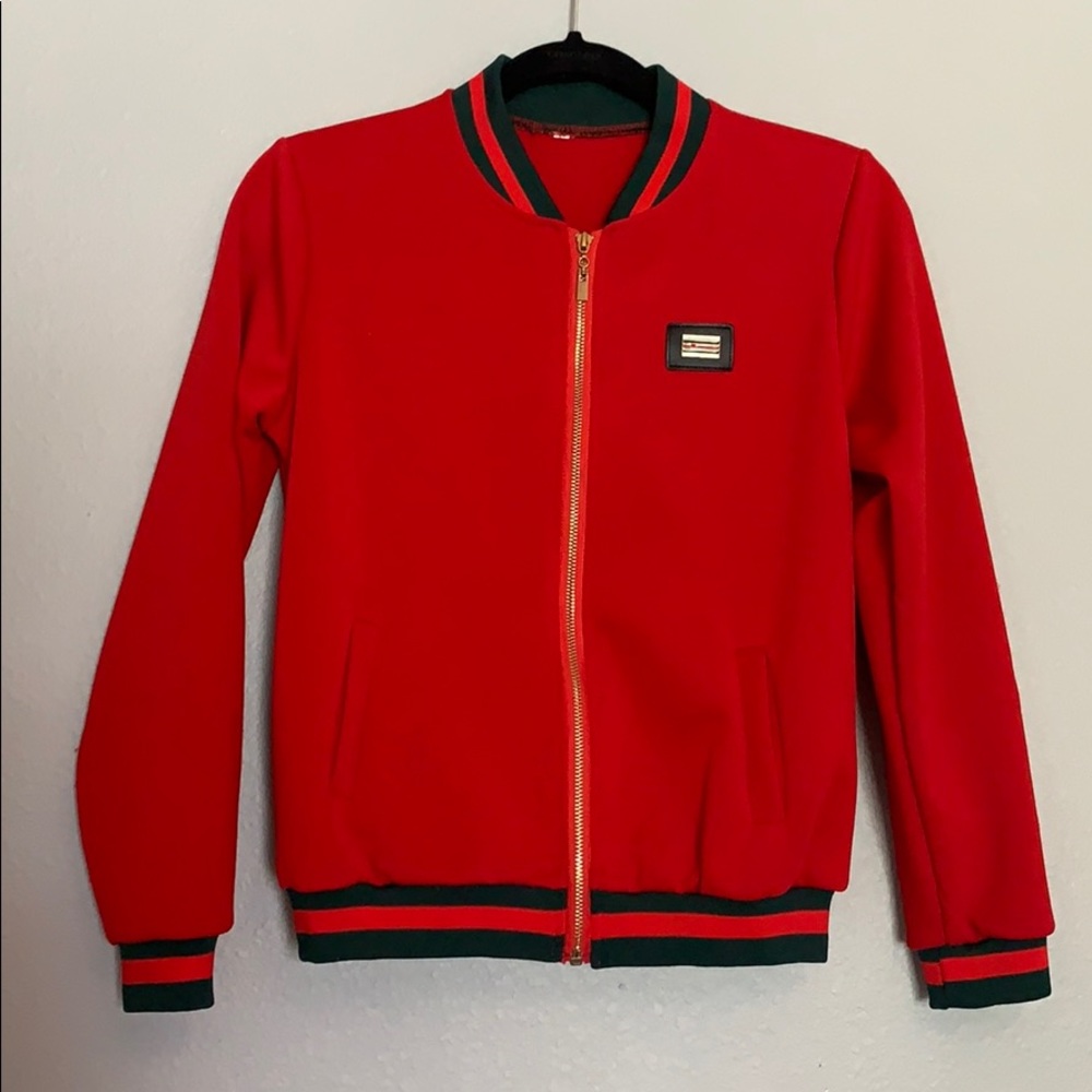 Red Bomber jacket